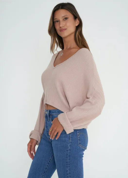 Project Social T Ariela Mauve V Neck Top