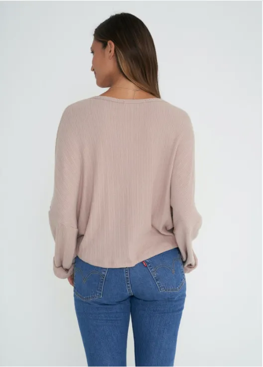 Project Social T Ariela Mauve V Neck Top