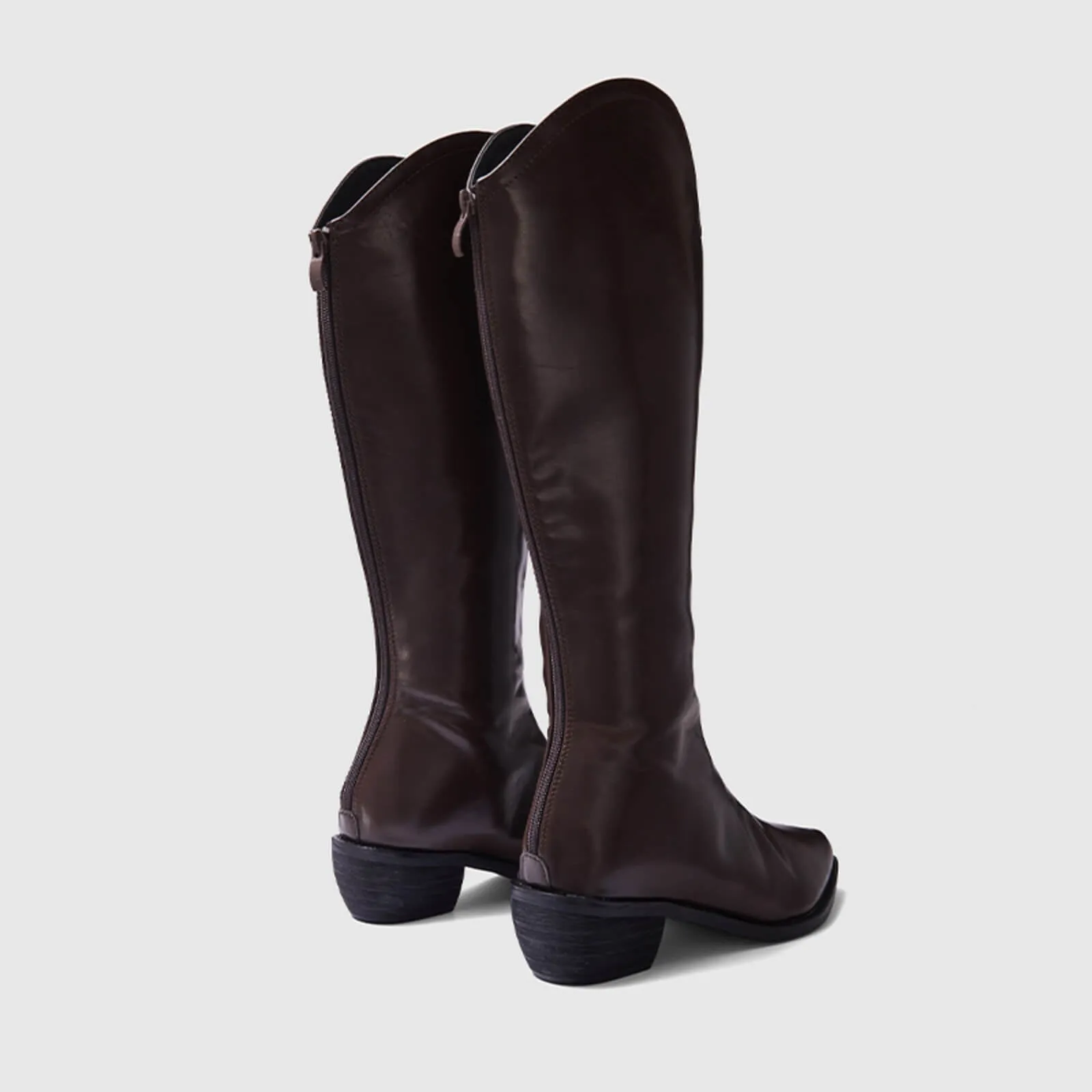 Pull On Cutout Chunky Heel Knee High Boots