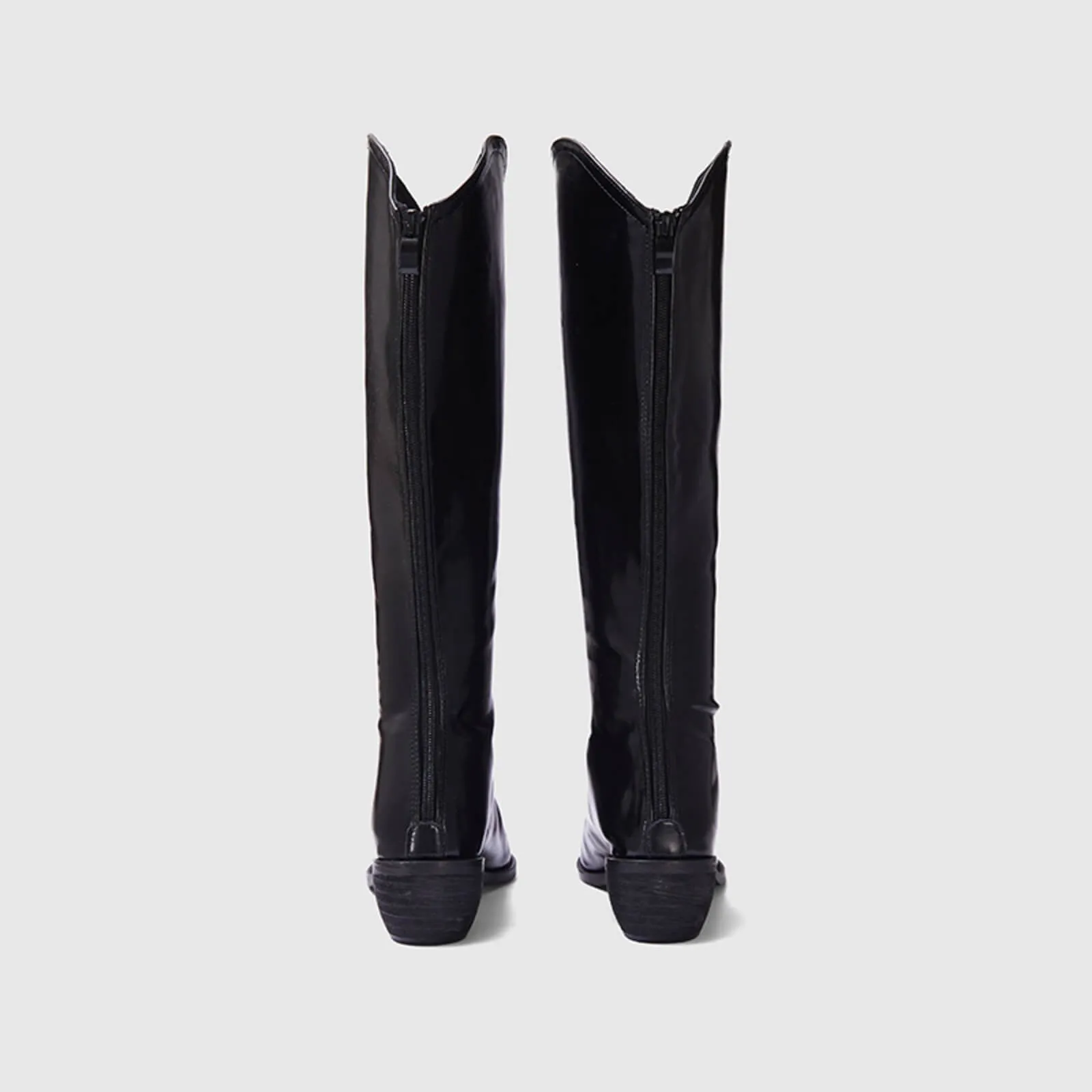 Pull On Cutout Chunky Heel Knee High Boots