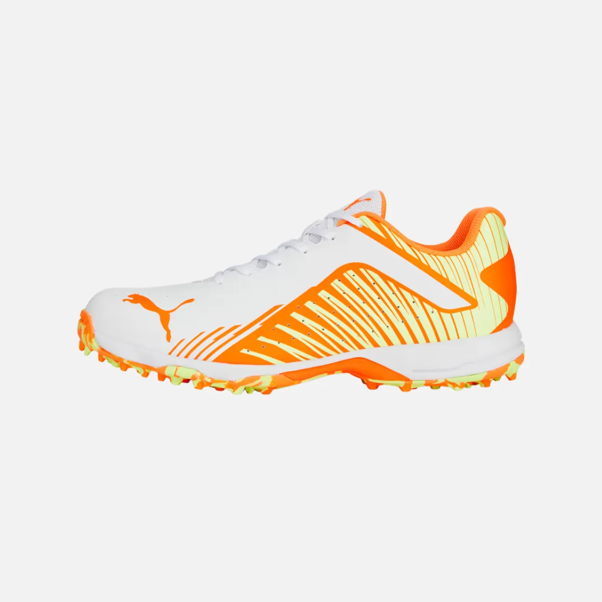 Puma 22 FH Rubber Unisex Cricket Shoes -White/Ultra Orange/Fast Yellow