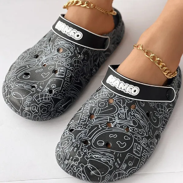 Purpdrank - Multicolor Casual Living Graffiti Patchwork Round Comfortable Shoes