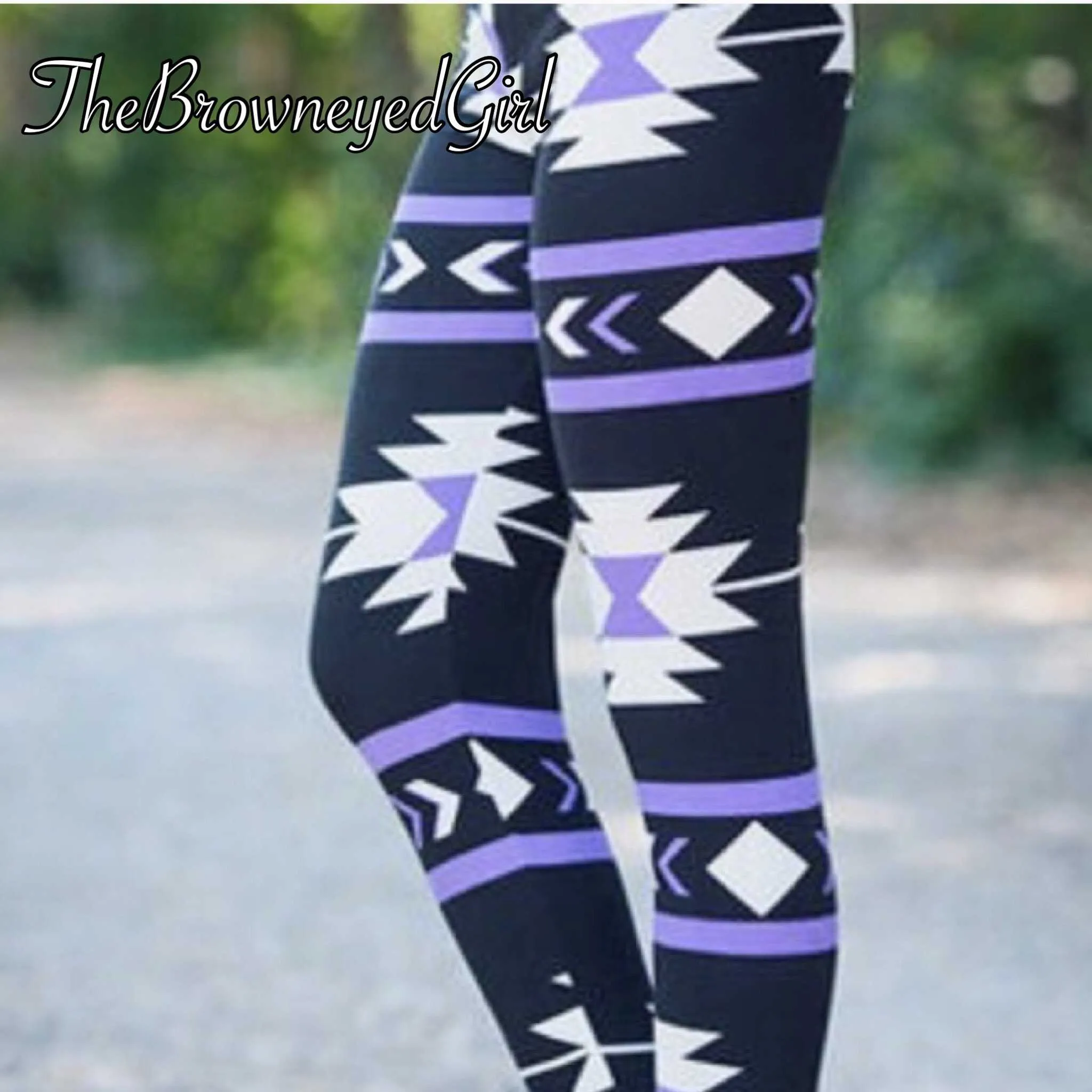 Purple and Black Aztec Print Leggings