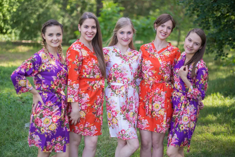 Purple and Orange Wedding Colors Bridesmaids Robes