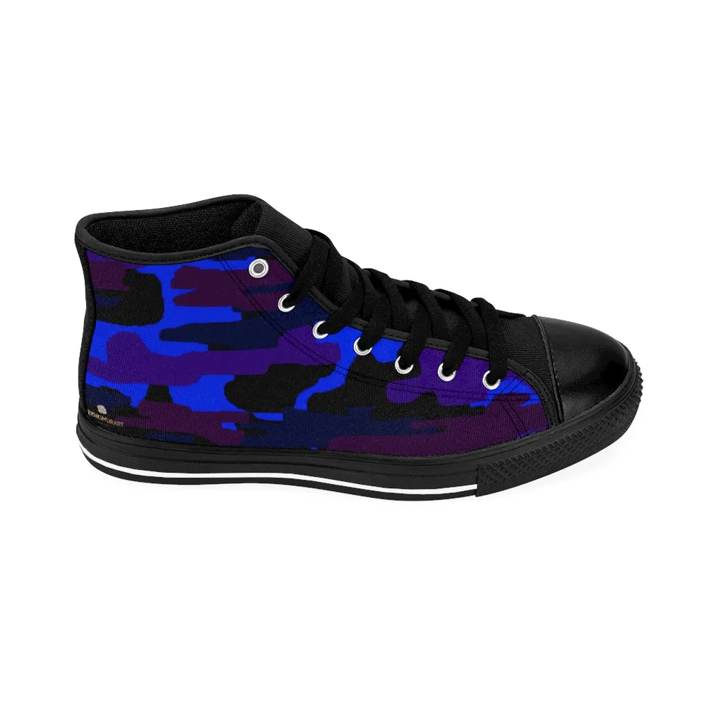 Purple Camo Women's Sneakers, Army Print Designer High-top Sneakers Canvas Tennis Shoes