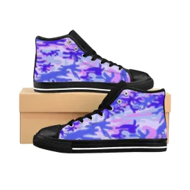 Purple Camo Women's Sneakers, Army Print Designer High-top Sneakers Tennis Shoes For Ladies