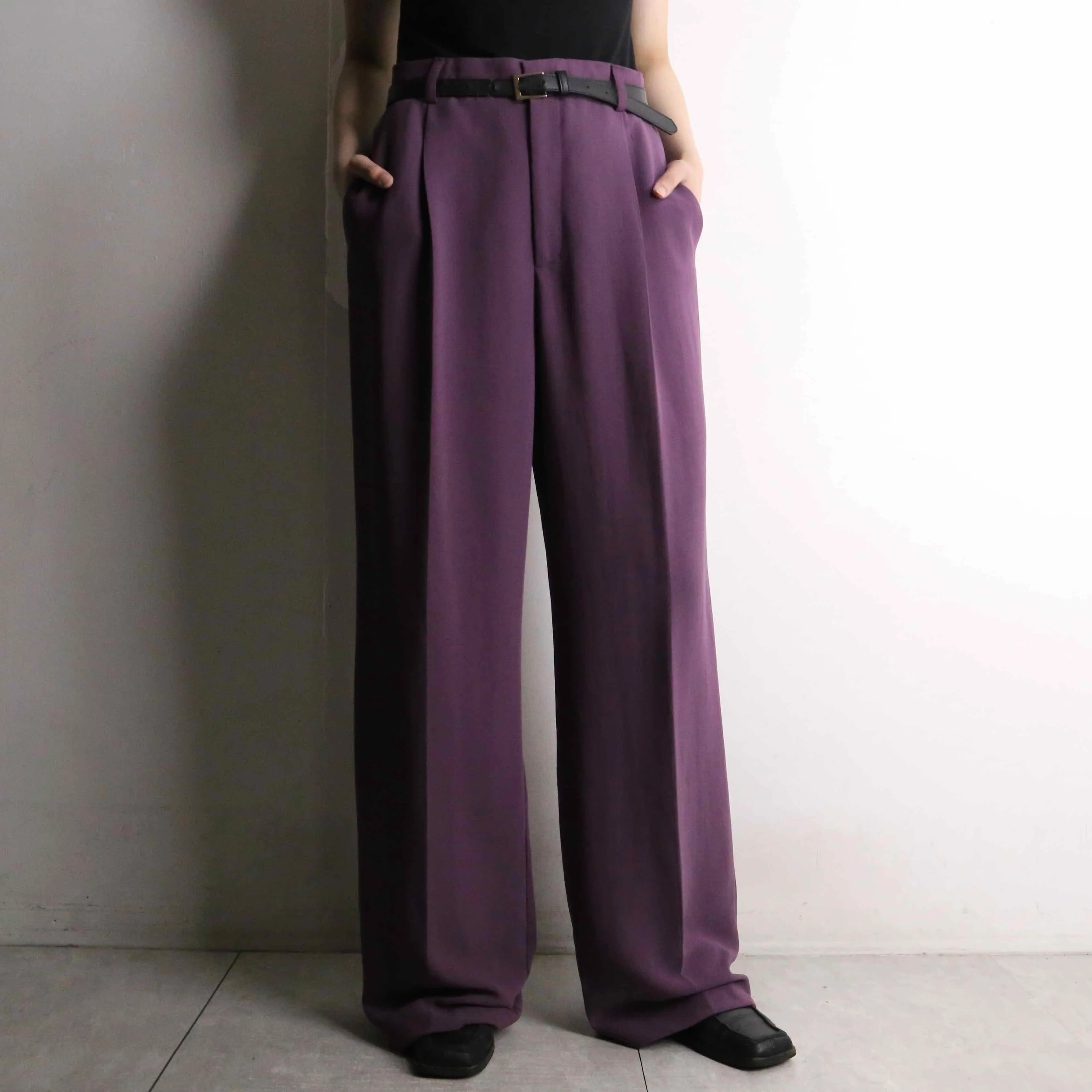 purple center press tapered pants