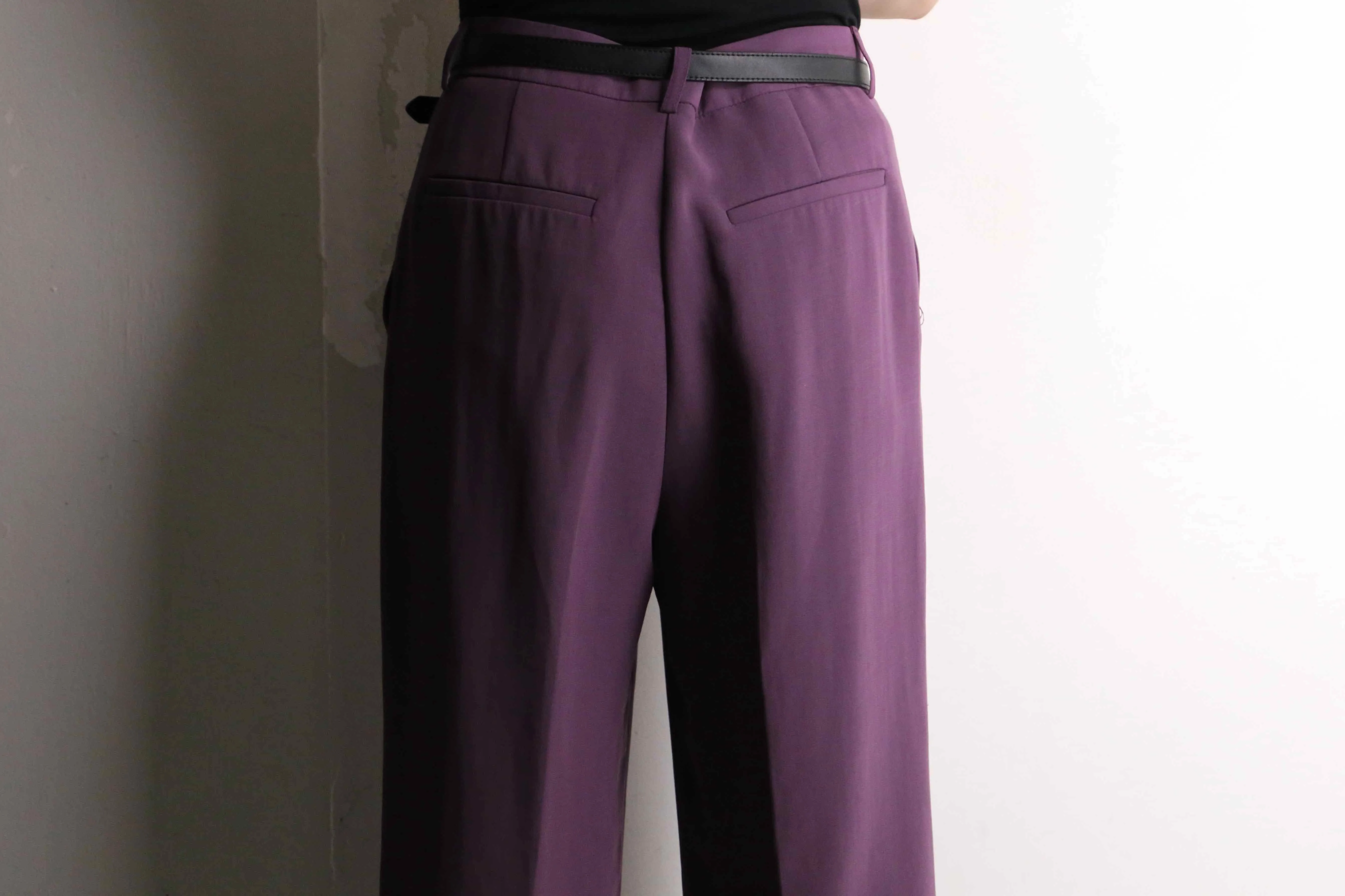 purple center press tapered pants