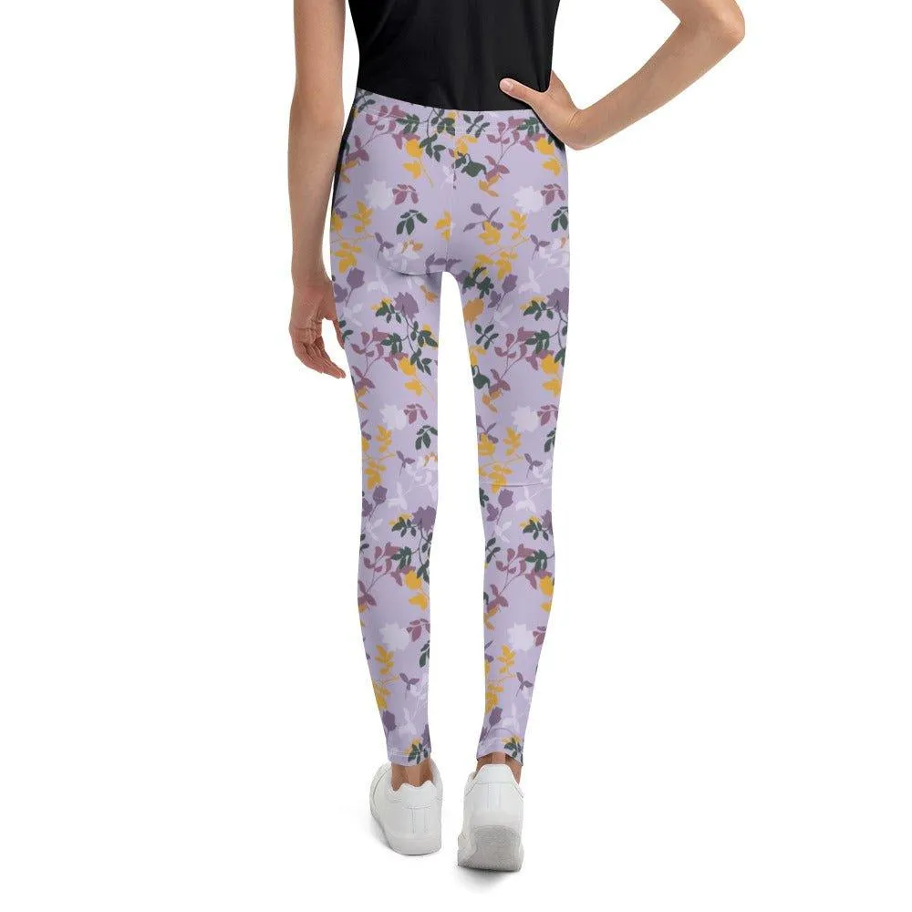 Purple Floral Youth Leggings