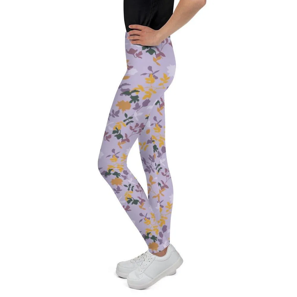 Purple Floral Youth Leggings