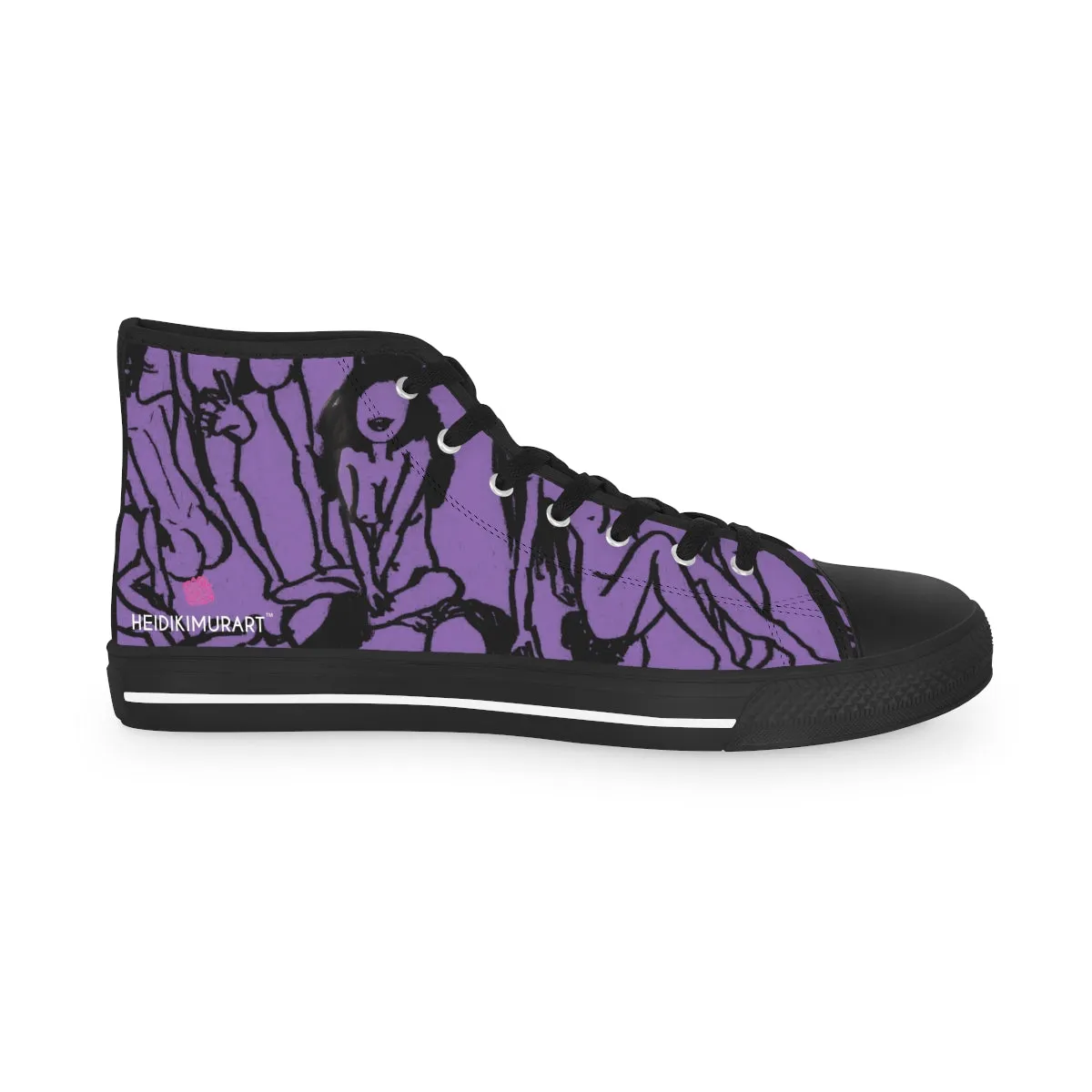 Purple Nude Art Men's High Tops, Unique Footwear, Modern Minimalist Best Men's High Top Sneakers Running Shoes