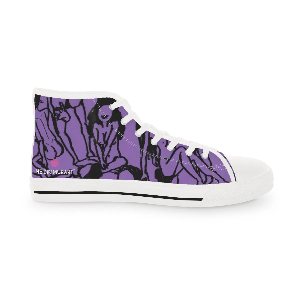 Purple Nude Art Men's High Tops, Unique Footwear, Modern Minimalist Best Men's High Top Sneakers Running Shoes