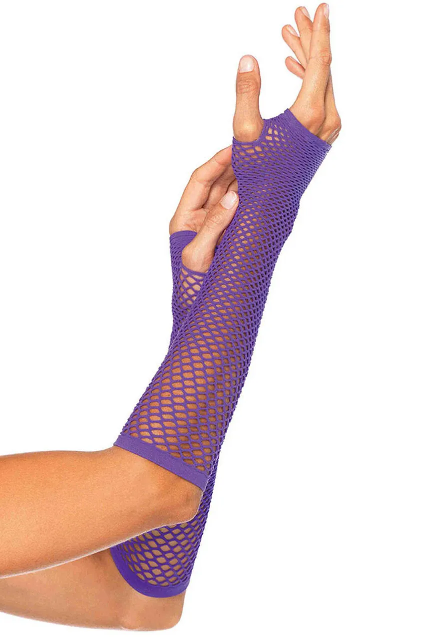 Purple Triangle Net Fingerless Gloves