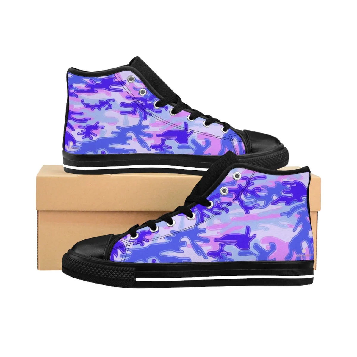 Purple Violet Camo Men's Sneakers, Camouflage Army Military High-top Fashion Tennis Shoes