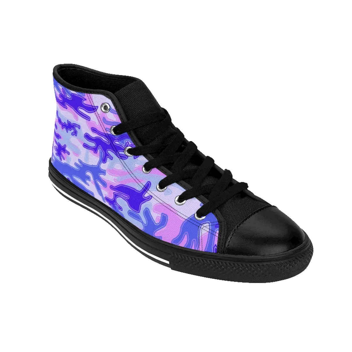 Purple Violet Camo Men's Sneakers, Camouflage Army Military High-top Fashion Tennis Shoes