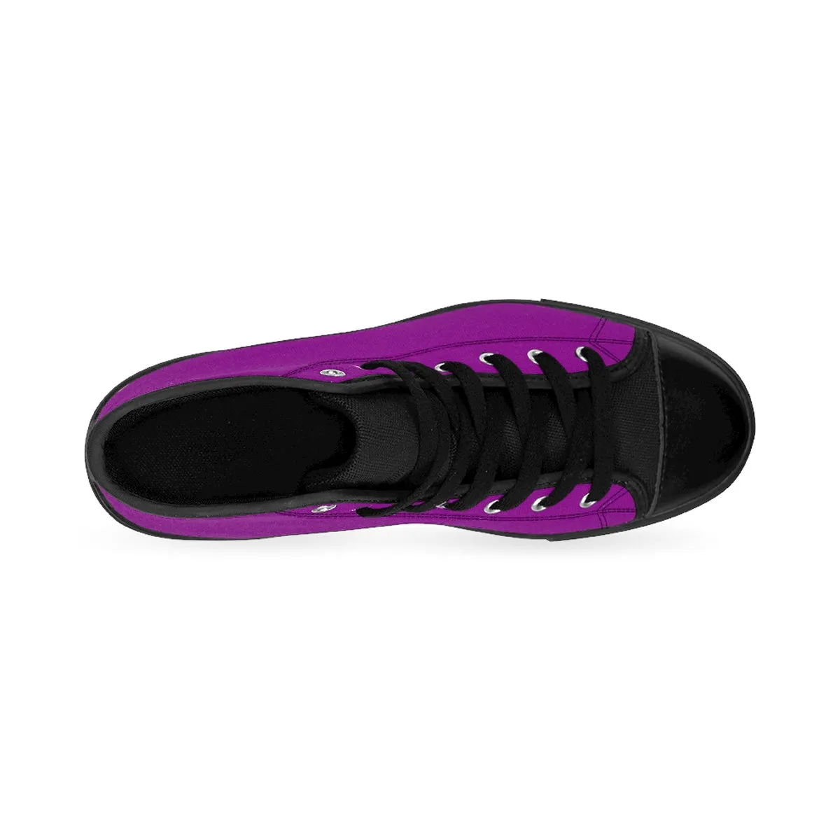 Purple Women's Running Shoes, Modern Solid Purple Color High Top Sneakers Running Shoes