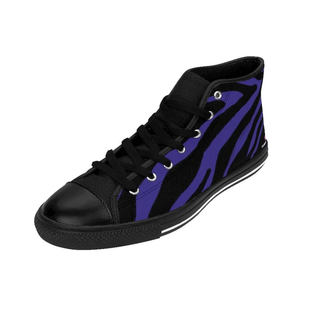 Purple Zebra Men's High Tops, Zebra Animal Print Best Men's Classic Sneakers Tennis Running Shoes