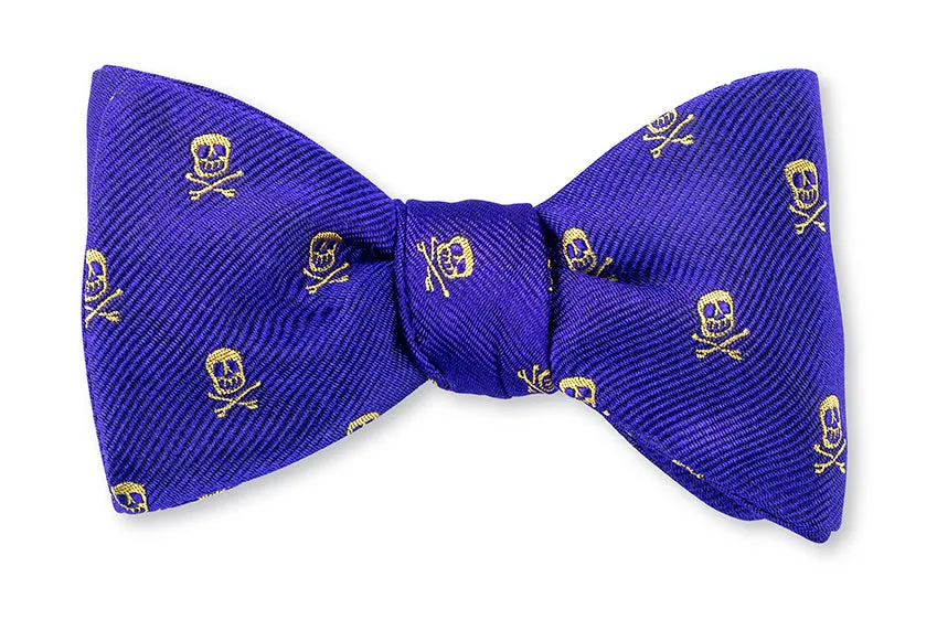 Purple/Gold Jolly Rogers Skull Bow Tie - B1646