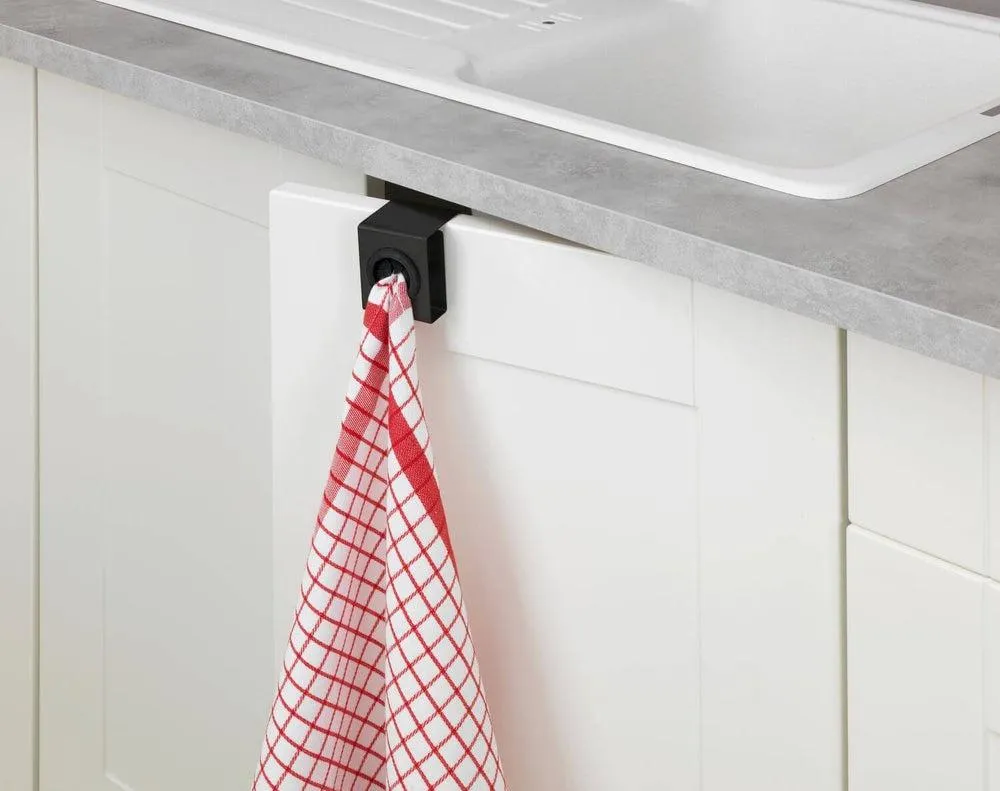 Push In Over Door Tea Towel Holder Matte Black