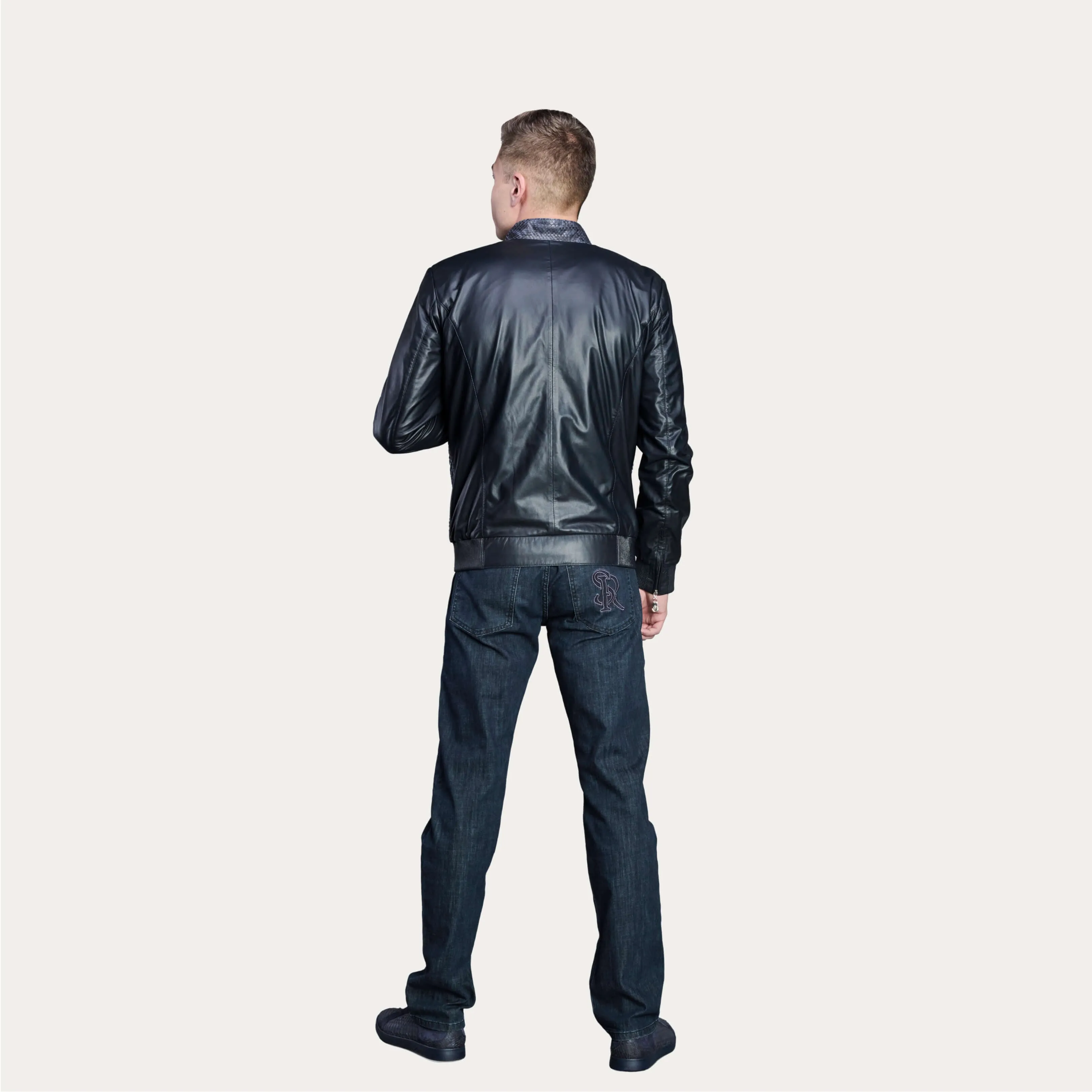 Python Leather & Napa Leather Blouson Jacket