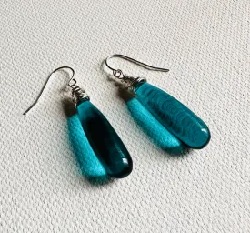 Quartz Gummy Drop Earrings/Ocean Blue Drop Earrings/wire Wrapped earrings