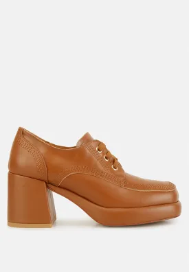 Quecha Leather Block Heel Oxfords