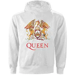 Queen Ladies Zipped Hoodie: Classic Crest (Back Print)