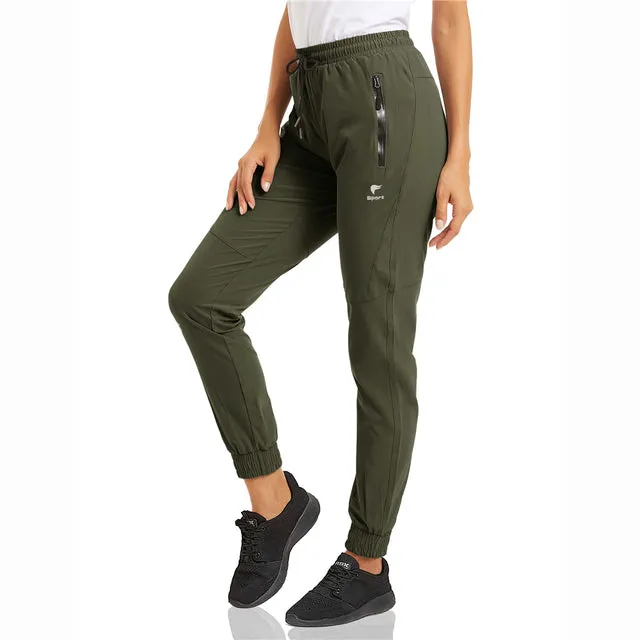 Quick Dry Long Pants Cargo Pants Lady Multi-Zipper Pockets Joggers Sweatpants Hiking Fishing Gym Trousers Work