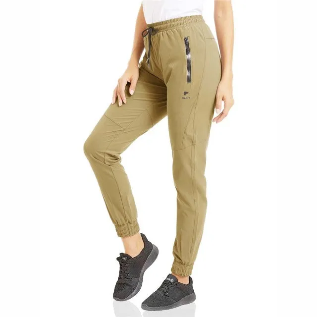 Quick Dry Long Pants Cargo Pants Lady Multi-Zipper Pockets Joggers Sweatpants Hiking Fishing Gym Trousers Work