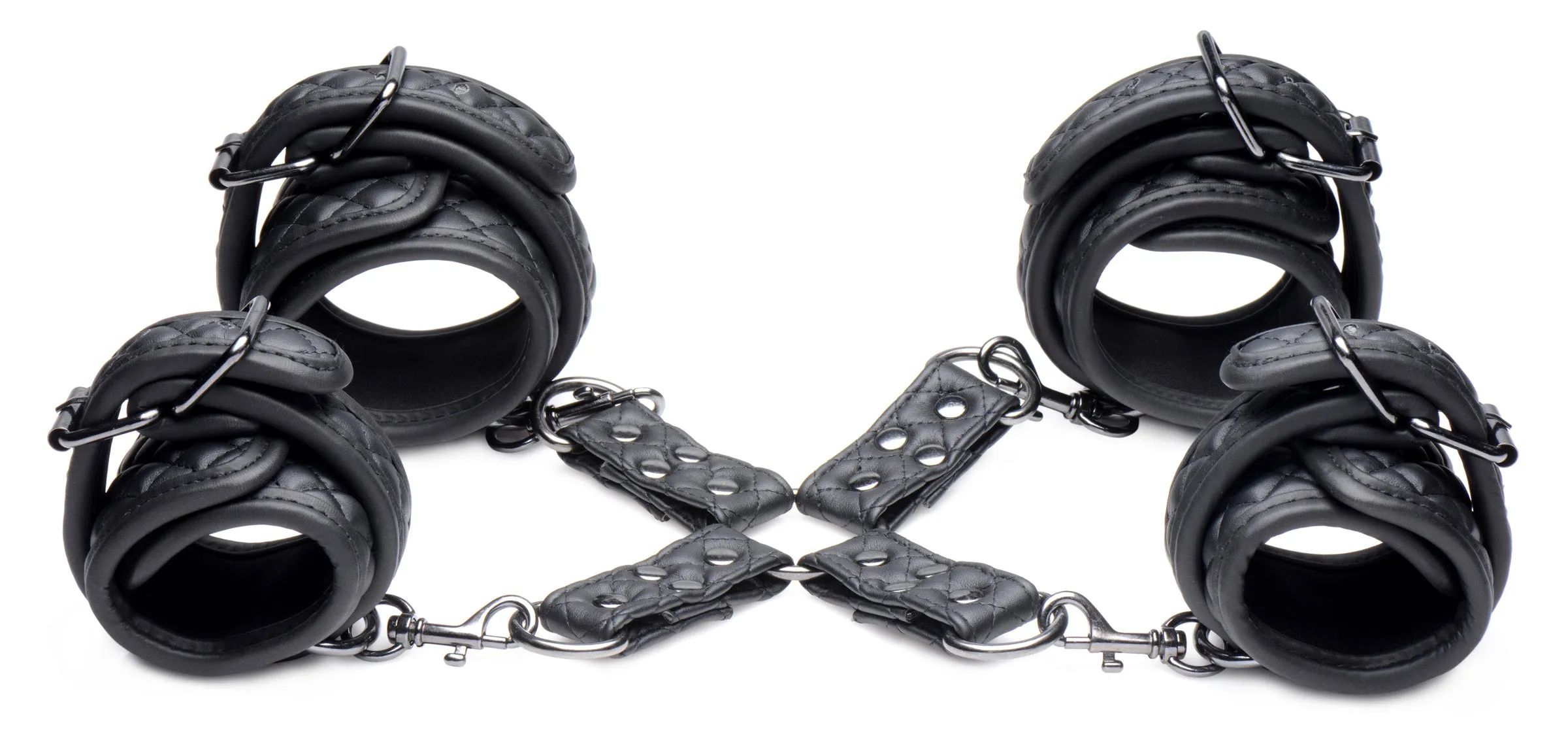 Quilted Cuffs and Hog-Tie Adapter BDSM Gear Set