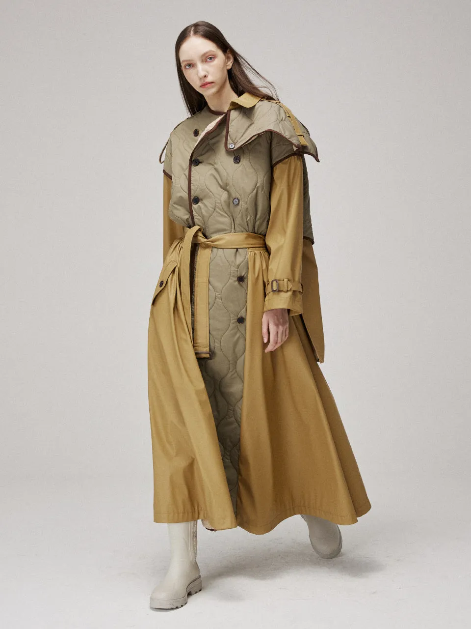 Quilting signature trench coat