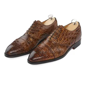 "Cipriani" Five-Eyelet Crocodile Oxford with Hand-Stitched Cap Toe