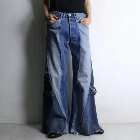 "Re:make" 3 docking side belt buggy denim pants