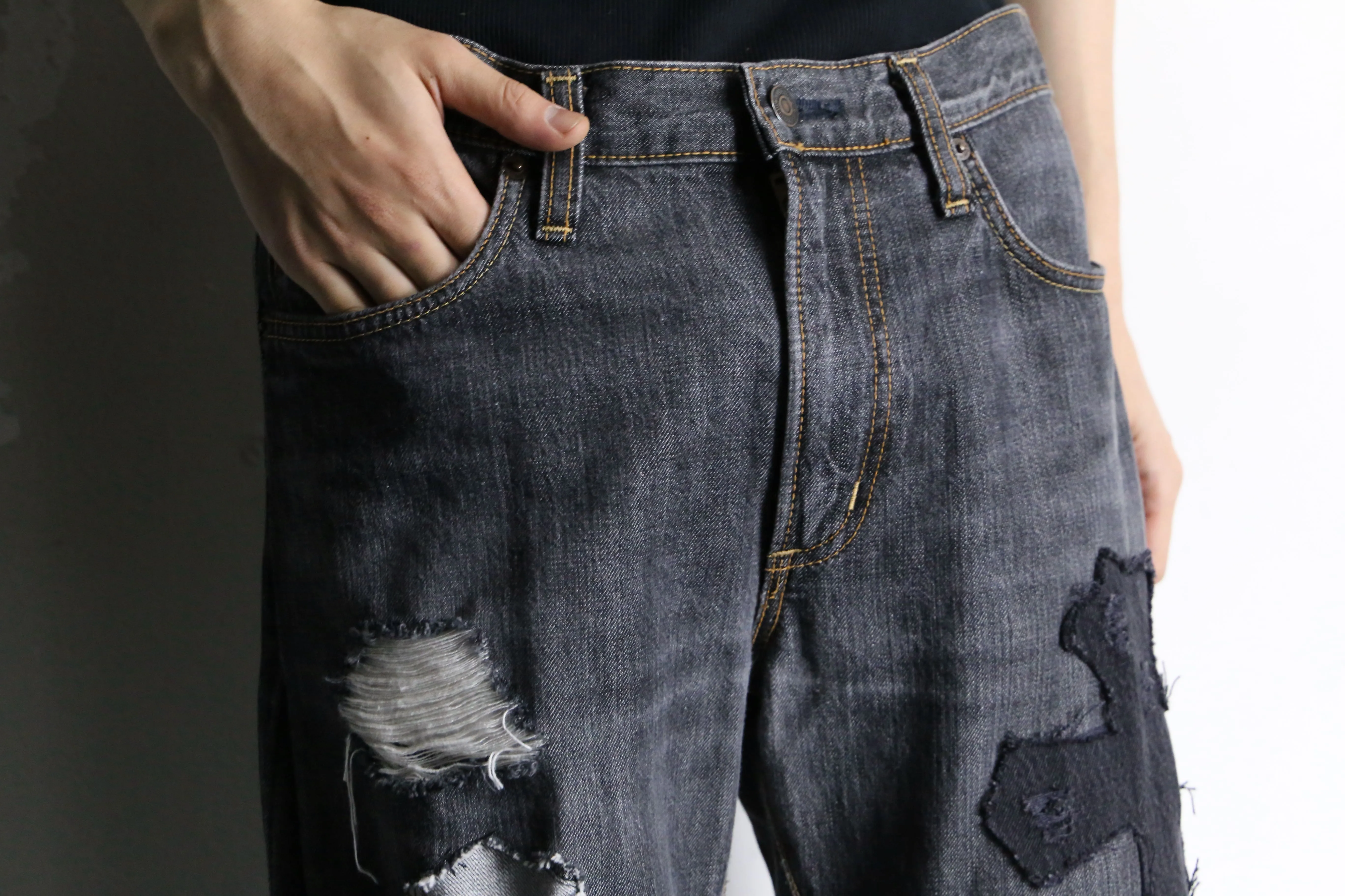 "Re:make" rosary design flare denim