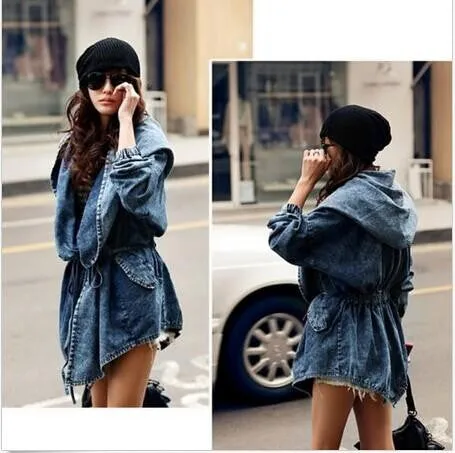 "Slay" Denim oversize hooded jacket