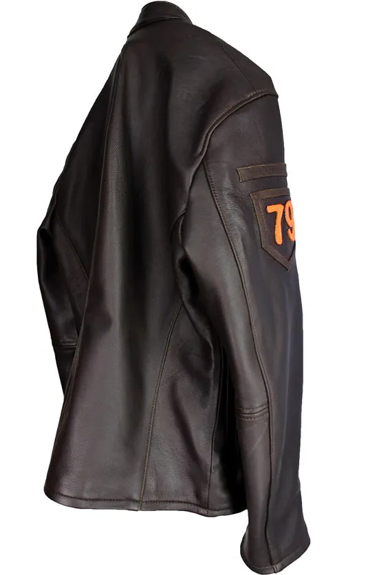 R79 LIMITED Leather Jacket Lambskin Distressed Brown Vintage Fit - Cafe Racer