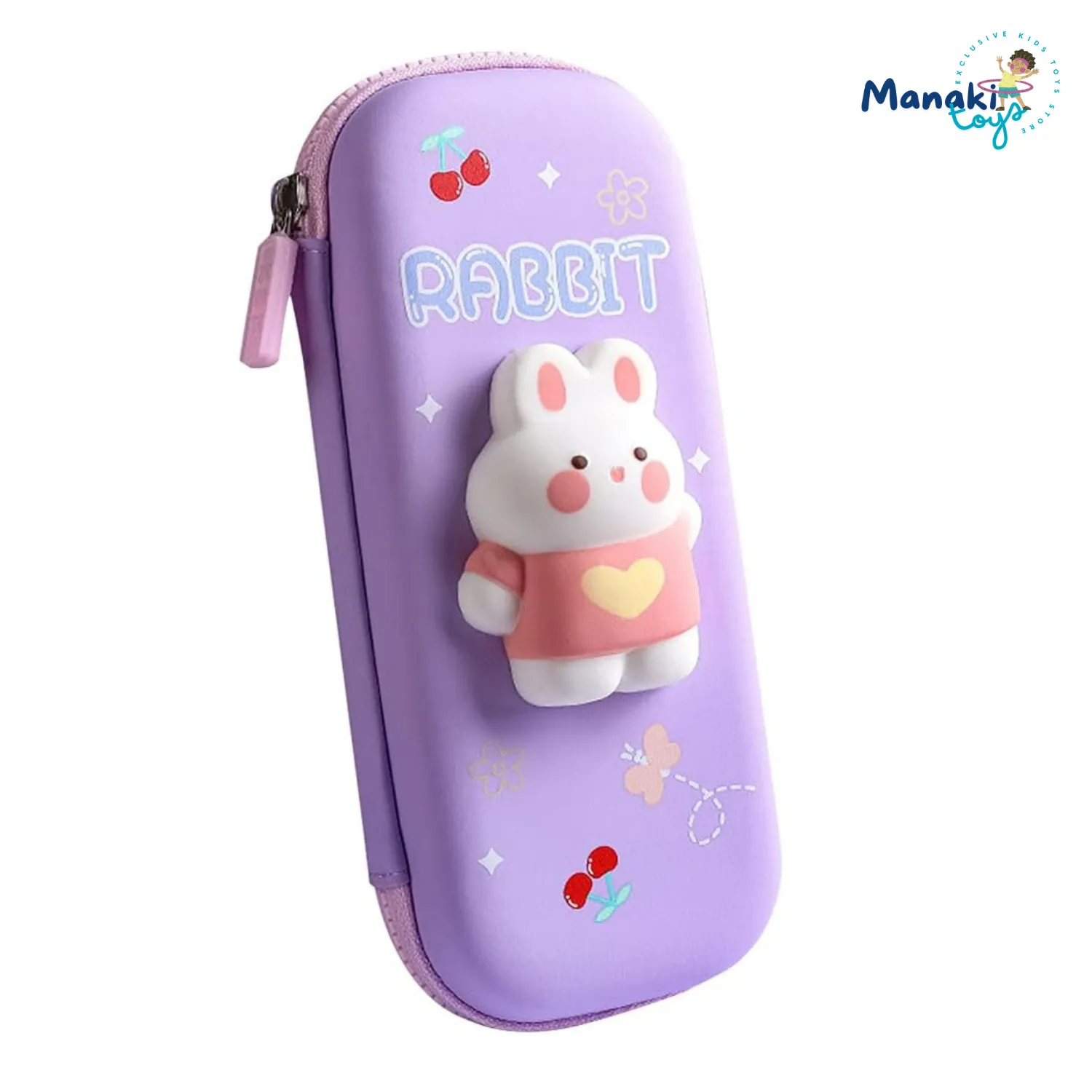 RABBIT CARTOON THEME PENCIL CASE - 3D EVA PENCIL CASE POUCH, MULTIPURPOSE ZIPPER PENCIL CASE FOR KIDS, PEN AND PENCIL BAG FOR SCHOOL KIDS, GIRLS, STATIONERY STORAGE BOX