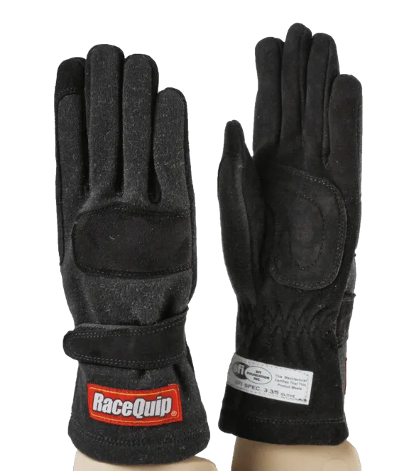 RaceQuip 355 Series 2 Layer Nomex Race Gloves - Black - Large - 355005