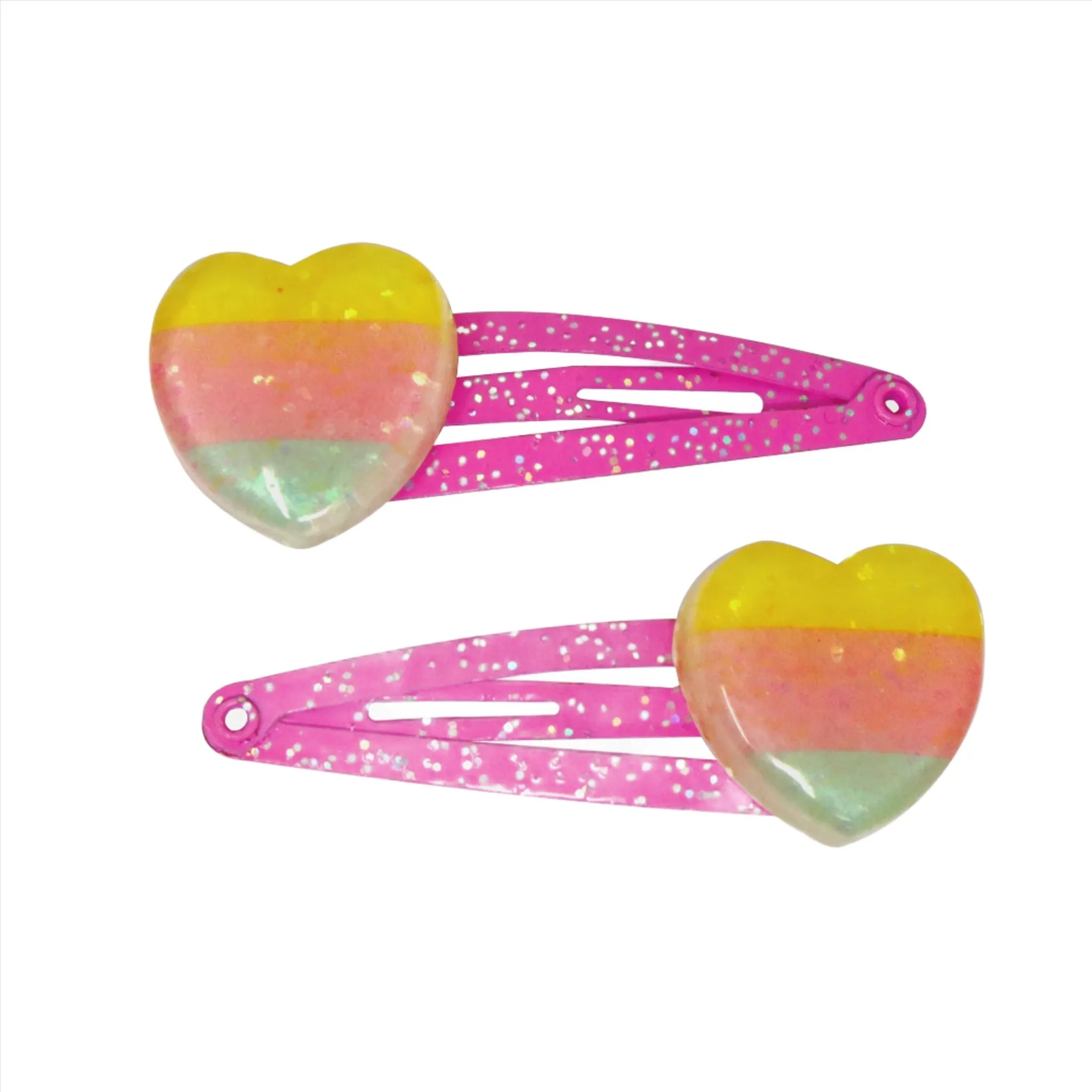 Rainbow Heart Hair Clips