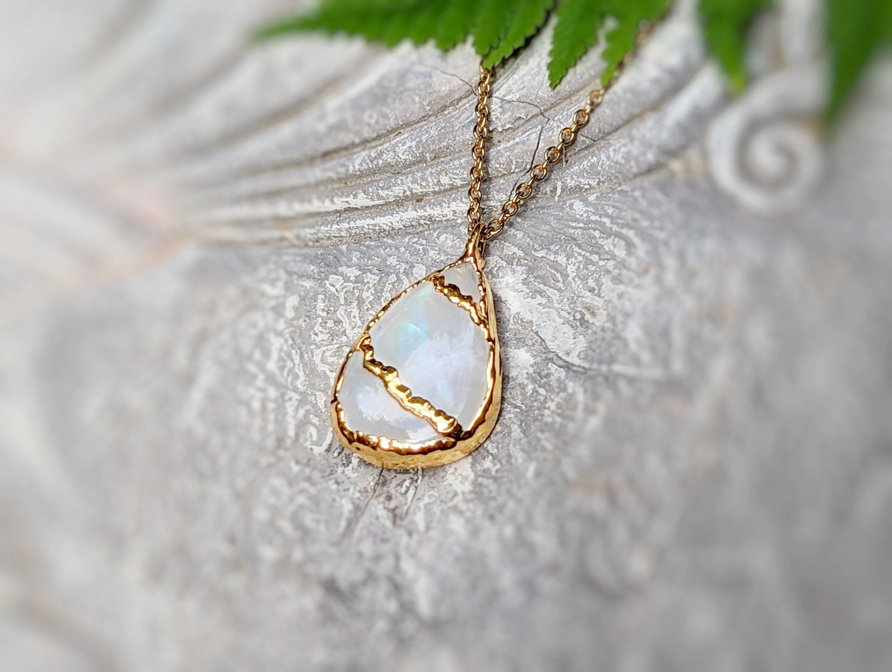 Rainbow Moonstone Kintsugi necklace