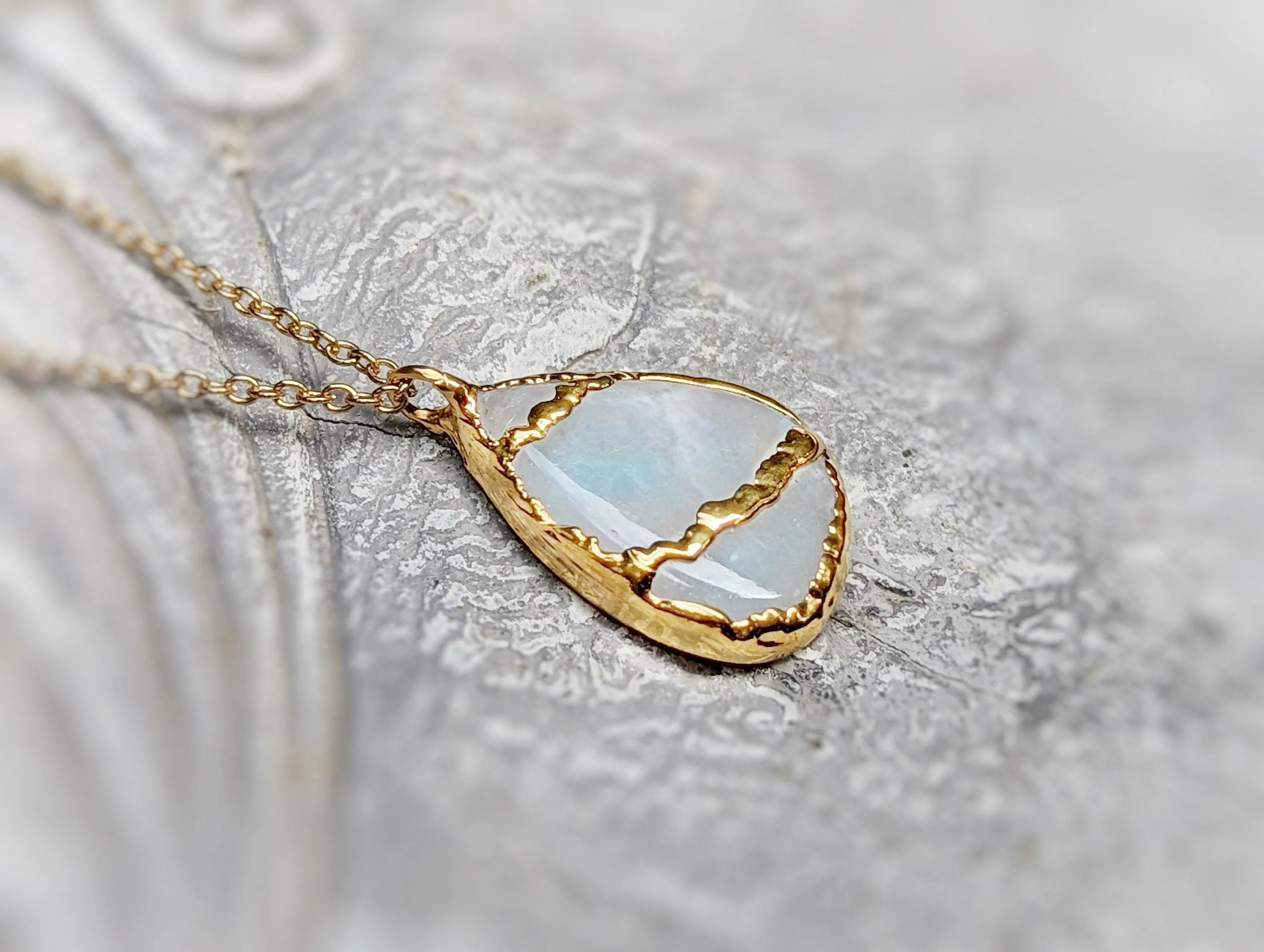 Rainbow Moonstone Kintsugi necklace