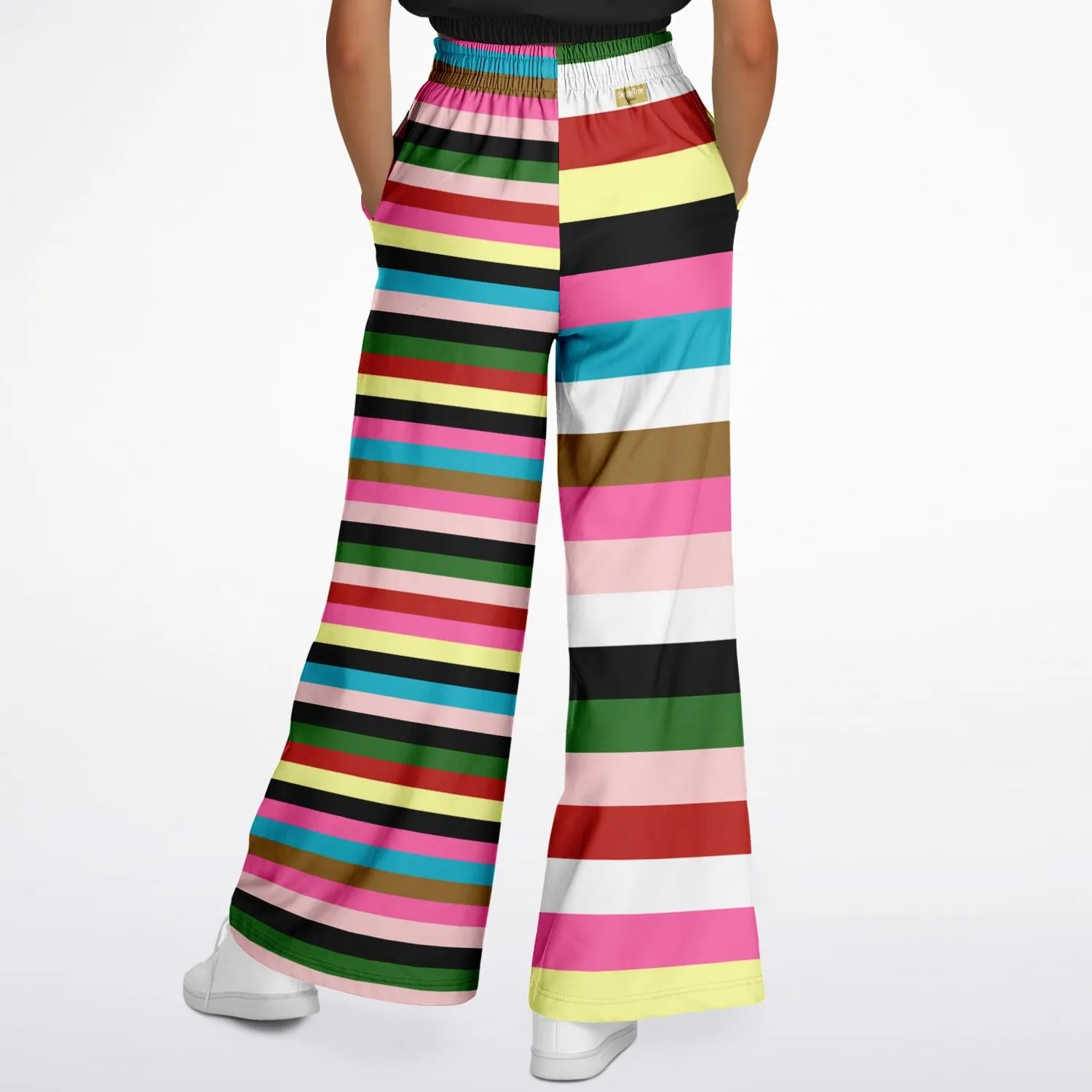 Rainbow Rugby Stripe Eco-Poly Wide Leg Pants