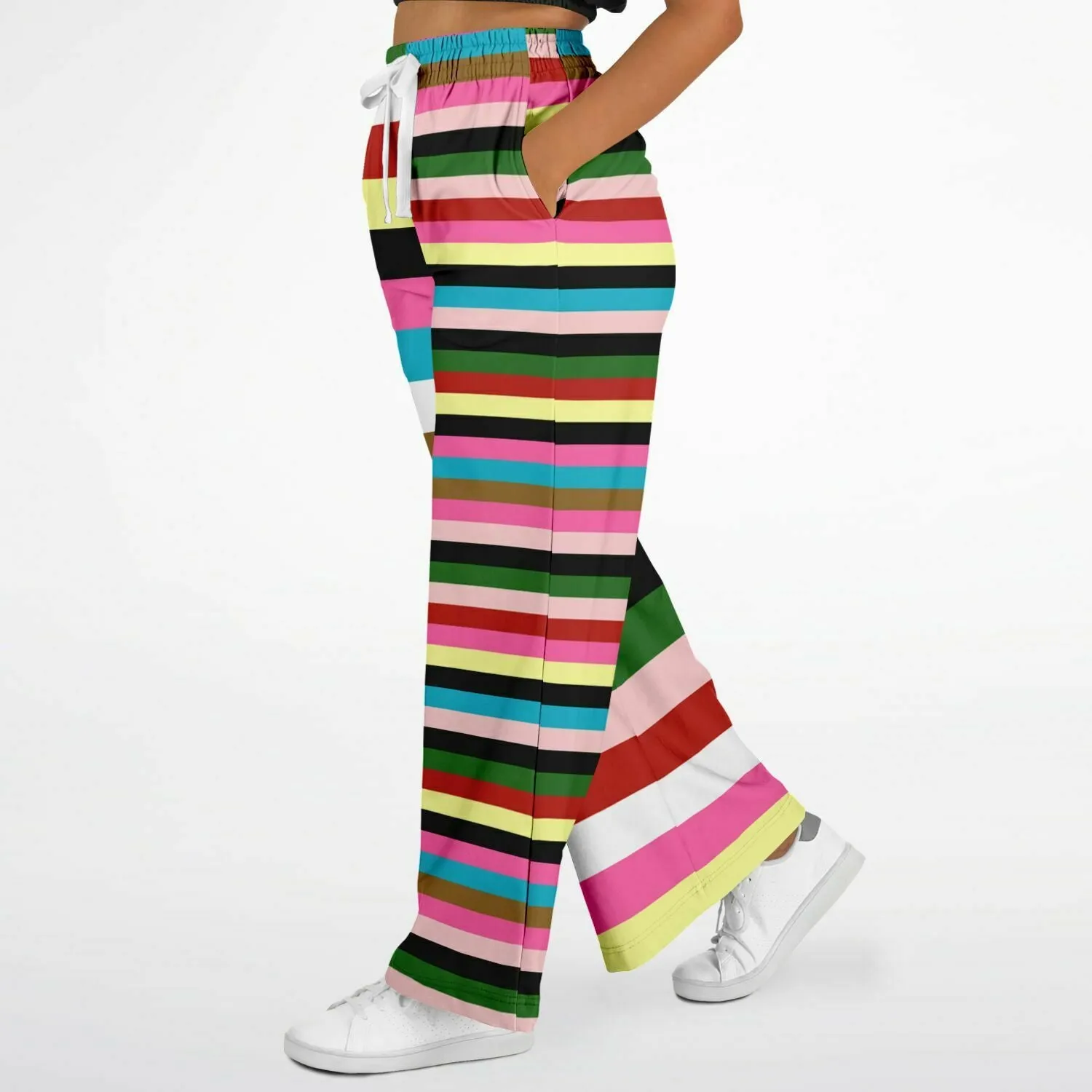 Rainbow Rugby Stripe Eco-Poly Wide Leg Pants