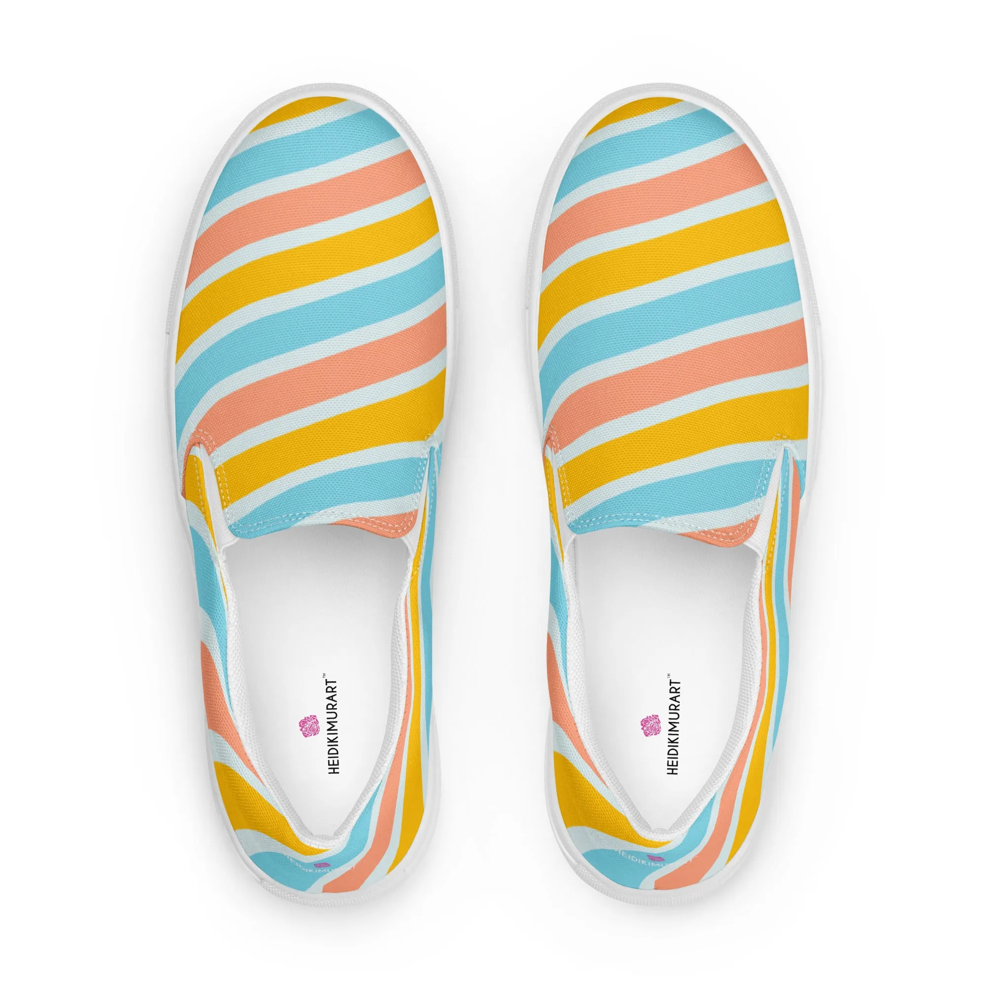 Rainbow Swirl Women's Sneakers, Gay Pride Rainbow Striped Print Women’s Slip-On Canvas Shoes (US Size: 5-12)