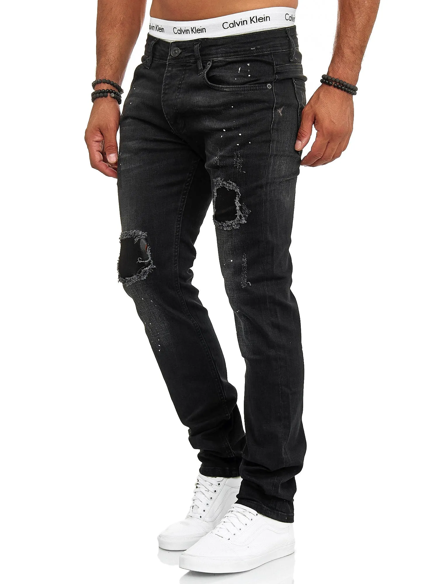 Raison Distressed Painted Jeans - Black X78