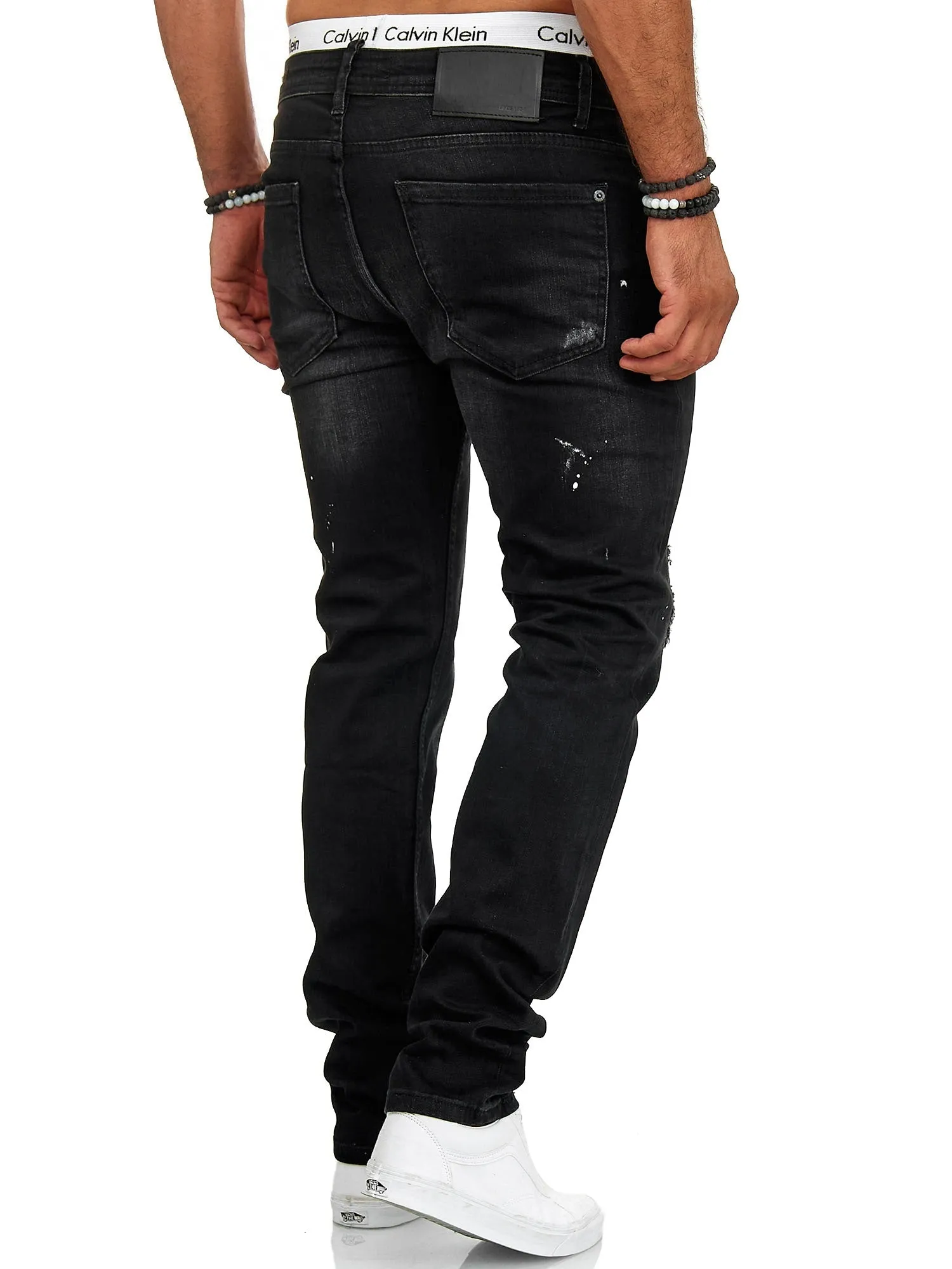 Raison Distressed Painted Jeans - Black X78