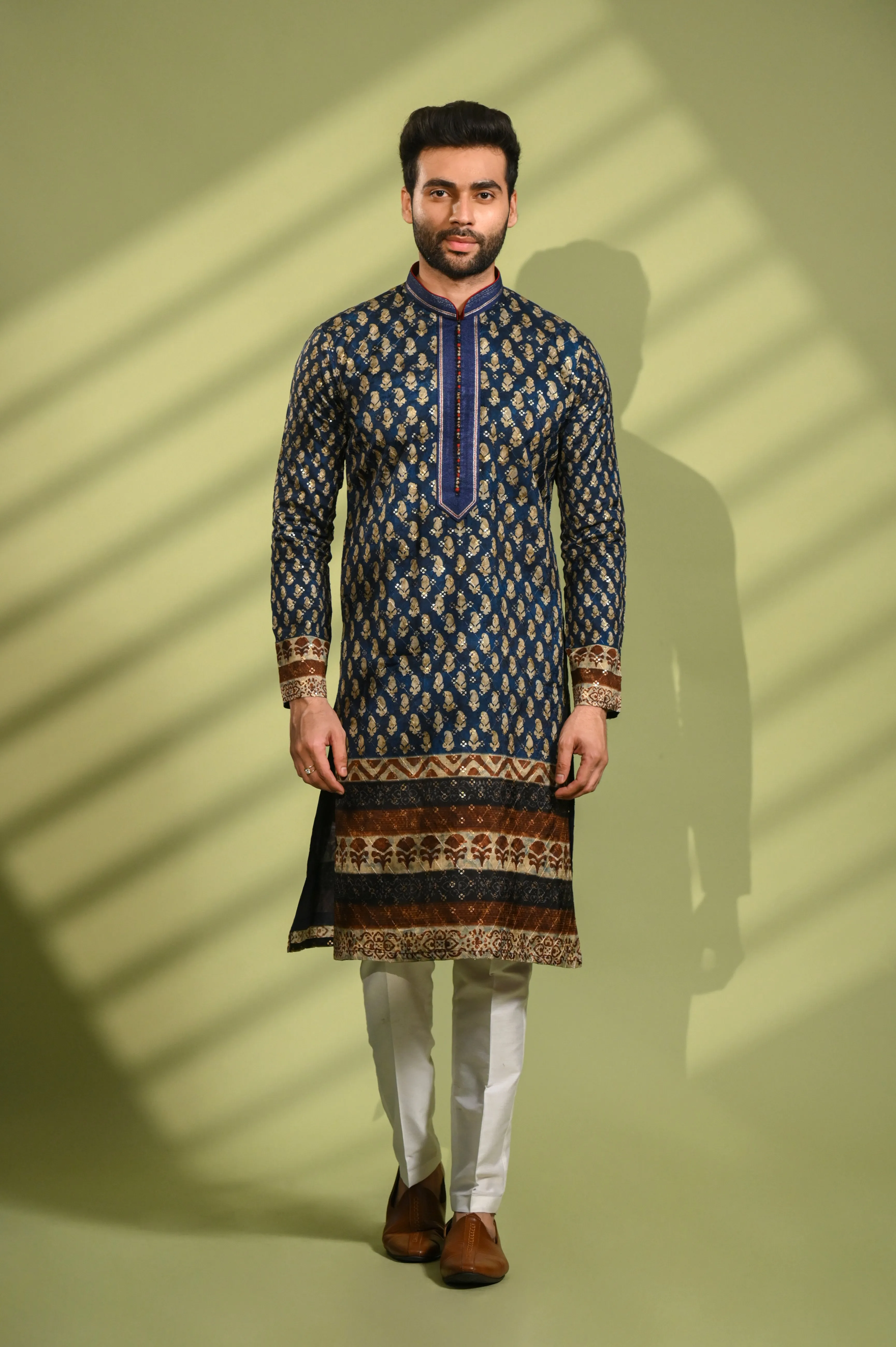 Rama Wedding Kurta Paijama Set in Sequence Work