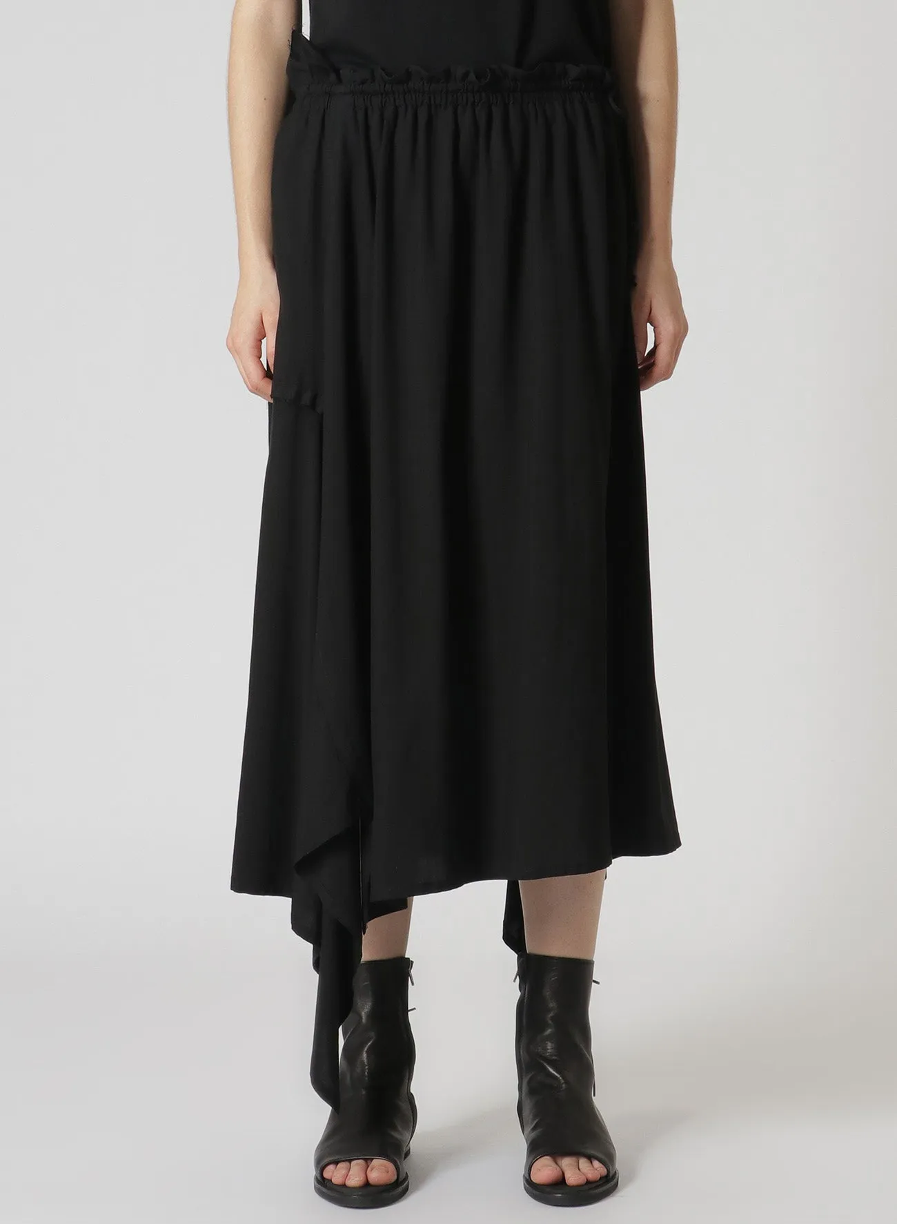 RAYON ASYMMETRIC SKIRT WITH RIGHT SLANTING HEMLINE