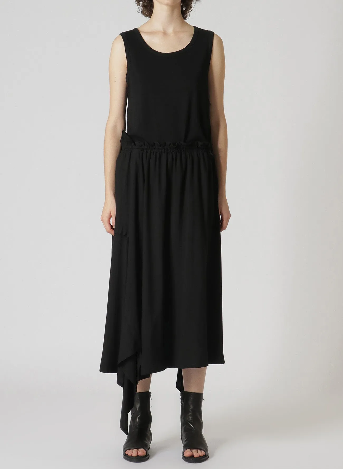 RAYON ASYMMETRIC SKIRT WITH RIGHT SLANTING HEMLINE