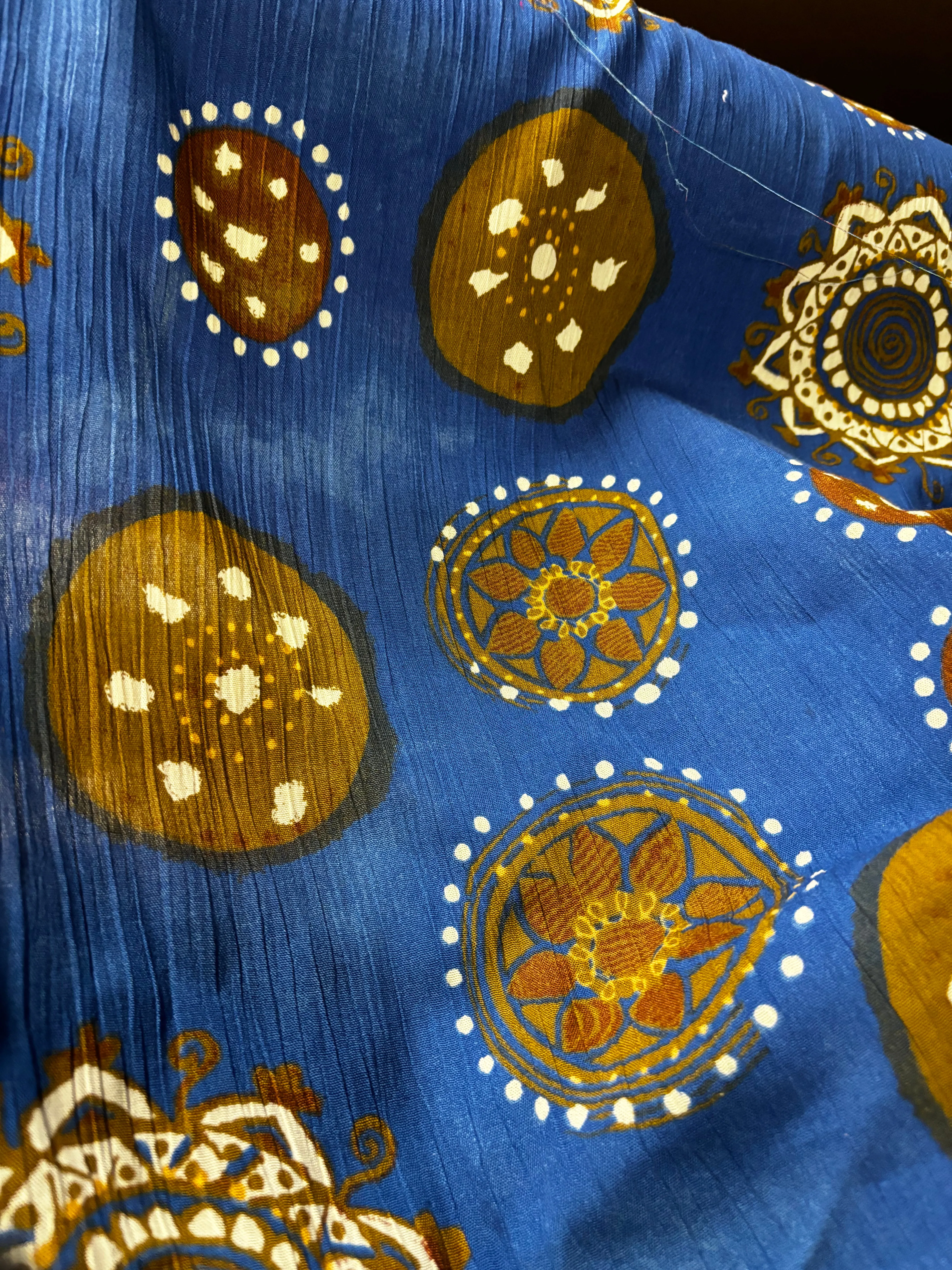 Rayon Challis Print - Blue Circles